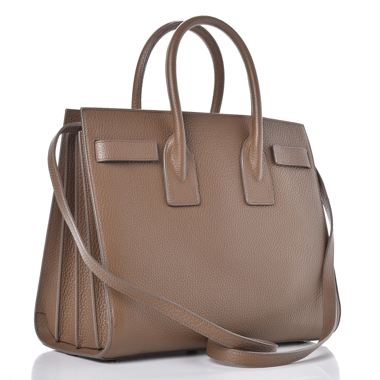 Saint Laurent Grained Calfskin Small Sac De Jour Taupe 4 of 10