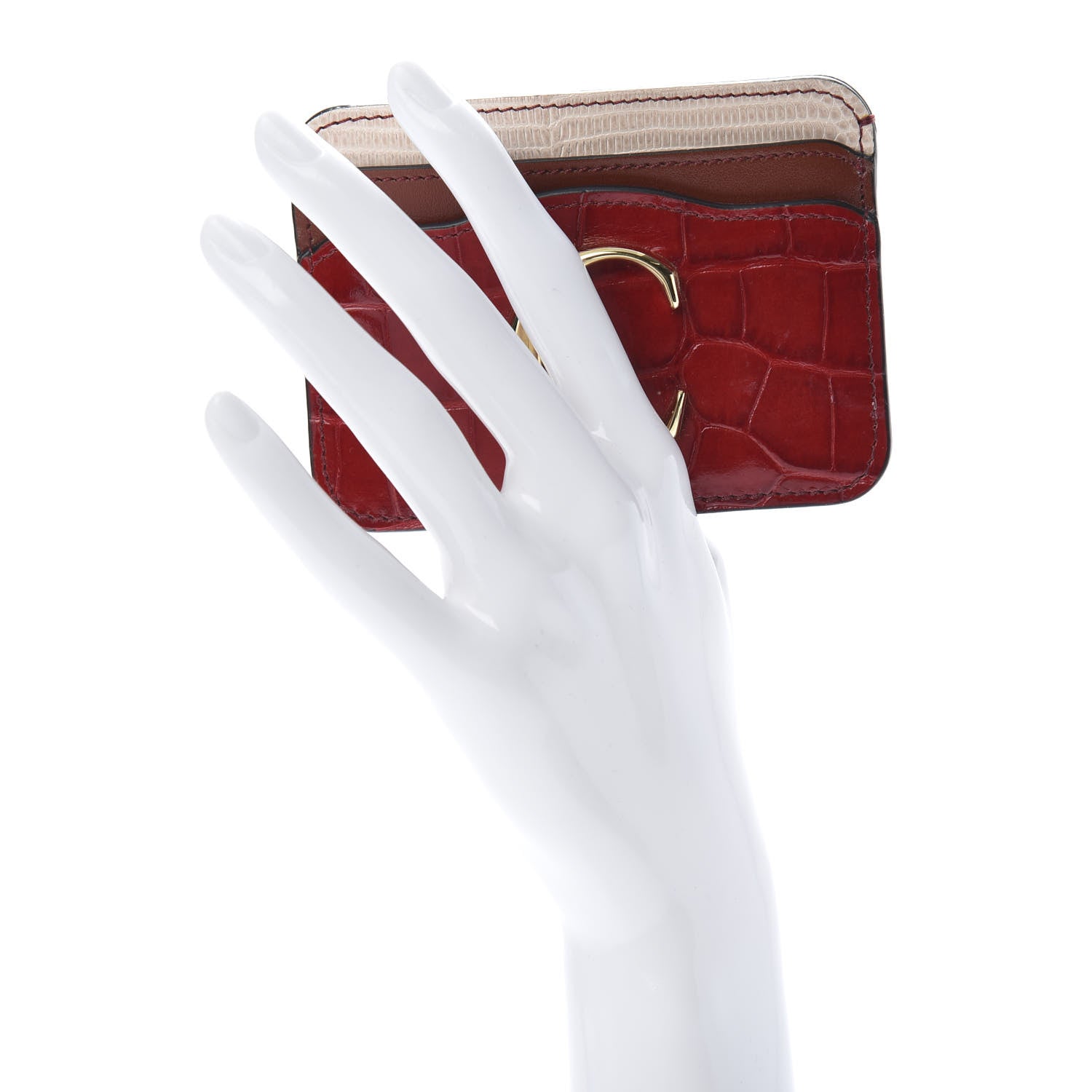 Chloe Crocodile Embossed Calfskin C Card Holder Dusky Red 2 of 8