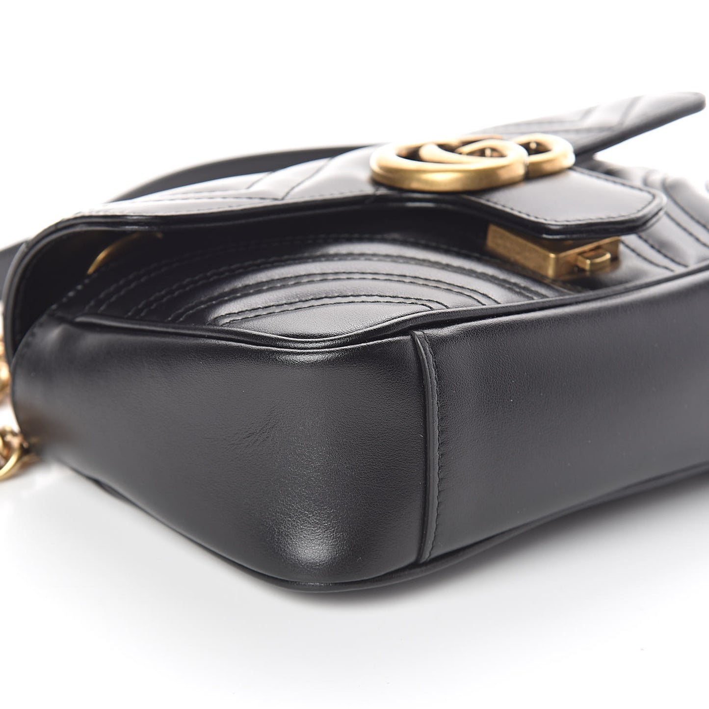Calfskin Matelasse Mini GG Marmont Shoulder Bag Black