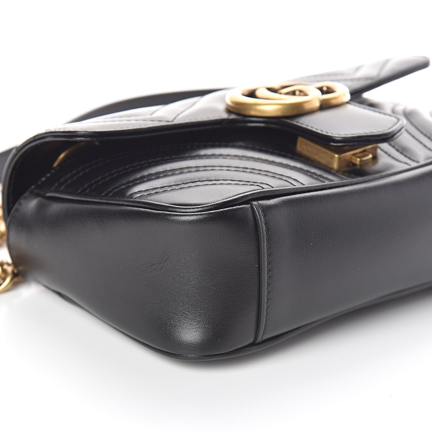 Gucci Calfskin Matelasse Mini GG Marmont Shoulder Bag Black 8 of 9
