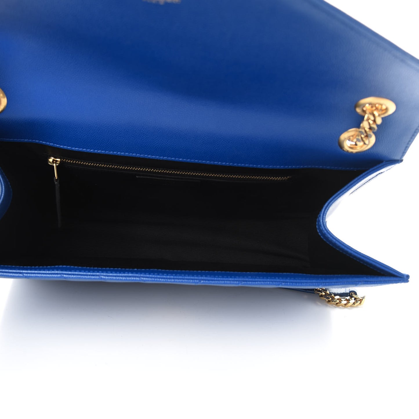 Grain De Poudre Matelasse Chevron Large Monogram Satchel Blue Majorelle