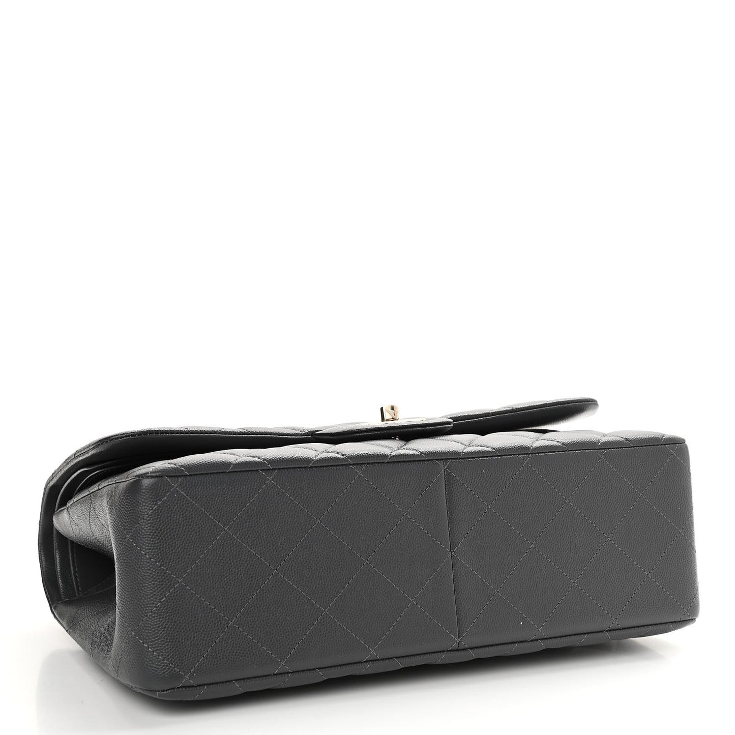 Caviar Quilted Jumbo Double Flap Dark Grey