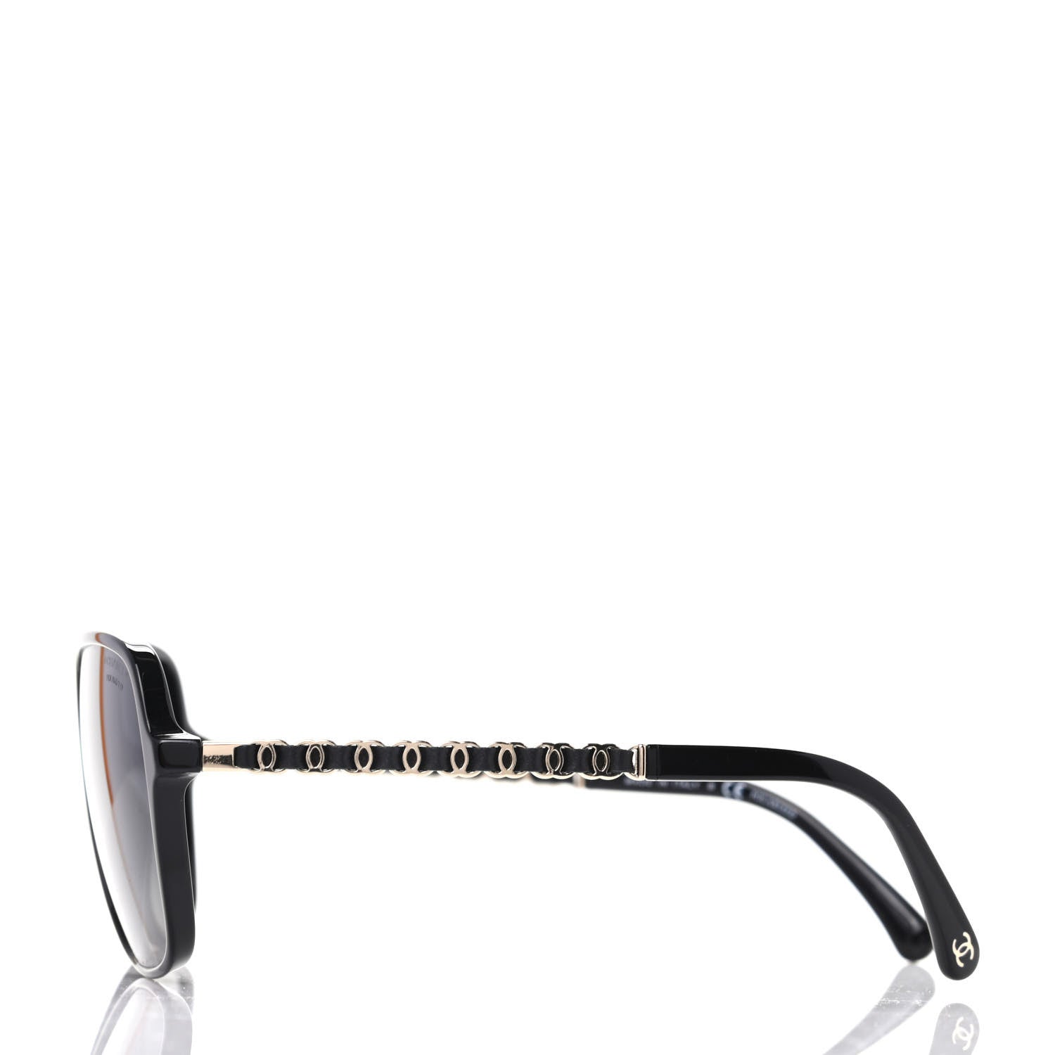 Chanel Metal Calfskin CC Chain Polarized Pilot Sunglasses 5439-Q Black 3 of 8