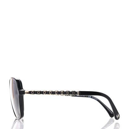 Chanel Metal Calfskin CC Chain Polarized Pilot Sunglasses 5439-Q Black 3 of 8