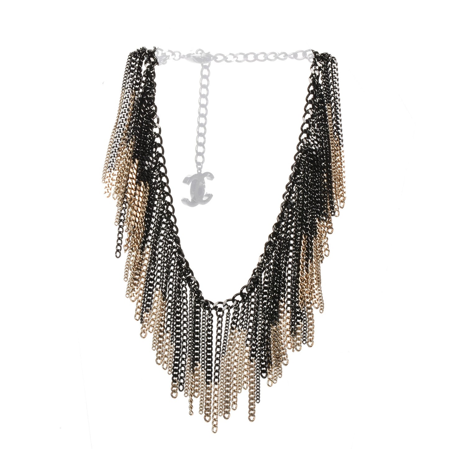 Multi Strand CC Short Collar Necklace Black Gold