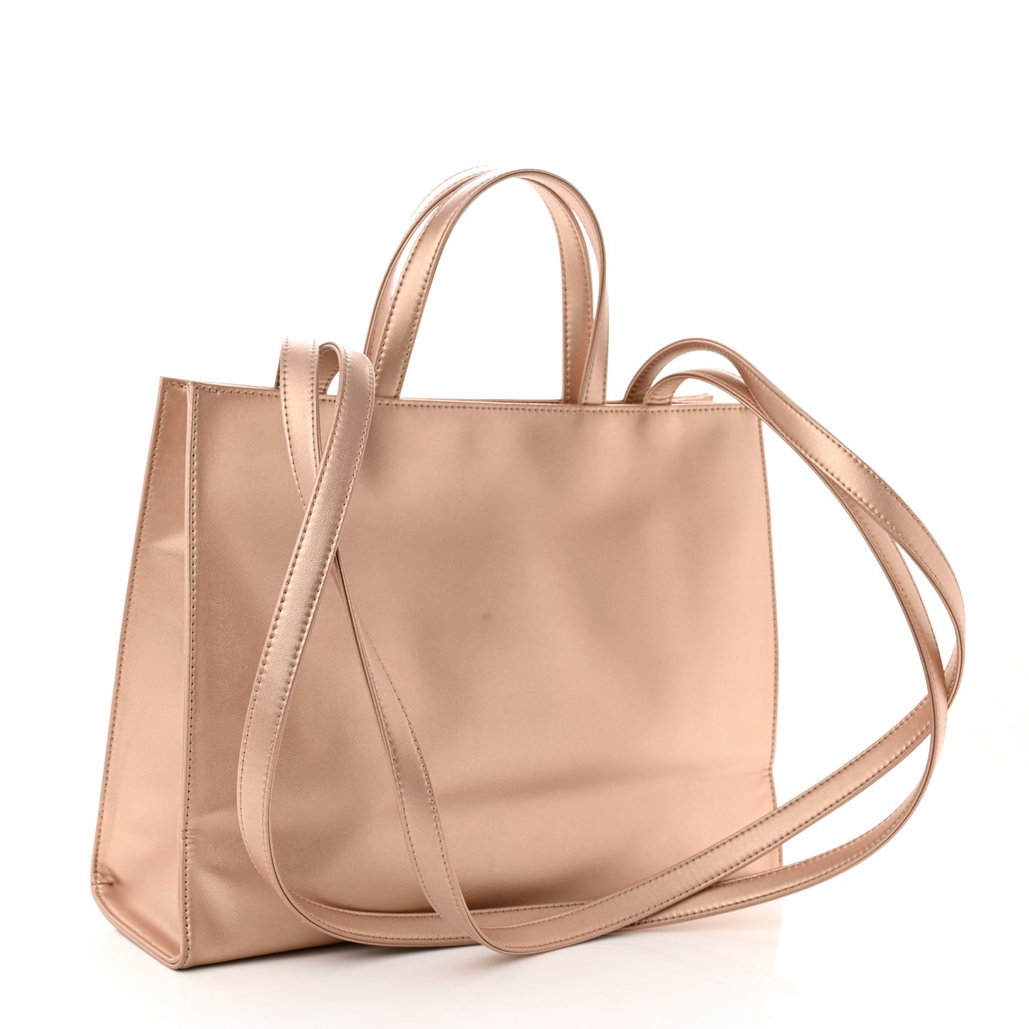 Metallic Vegan Leather Medium Shopping Bag Copper