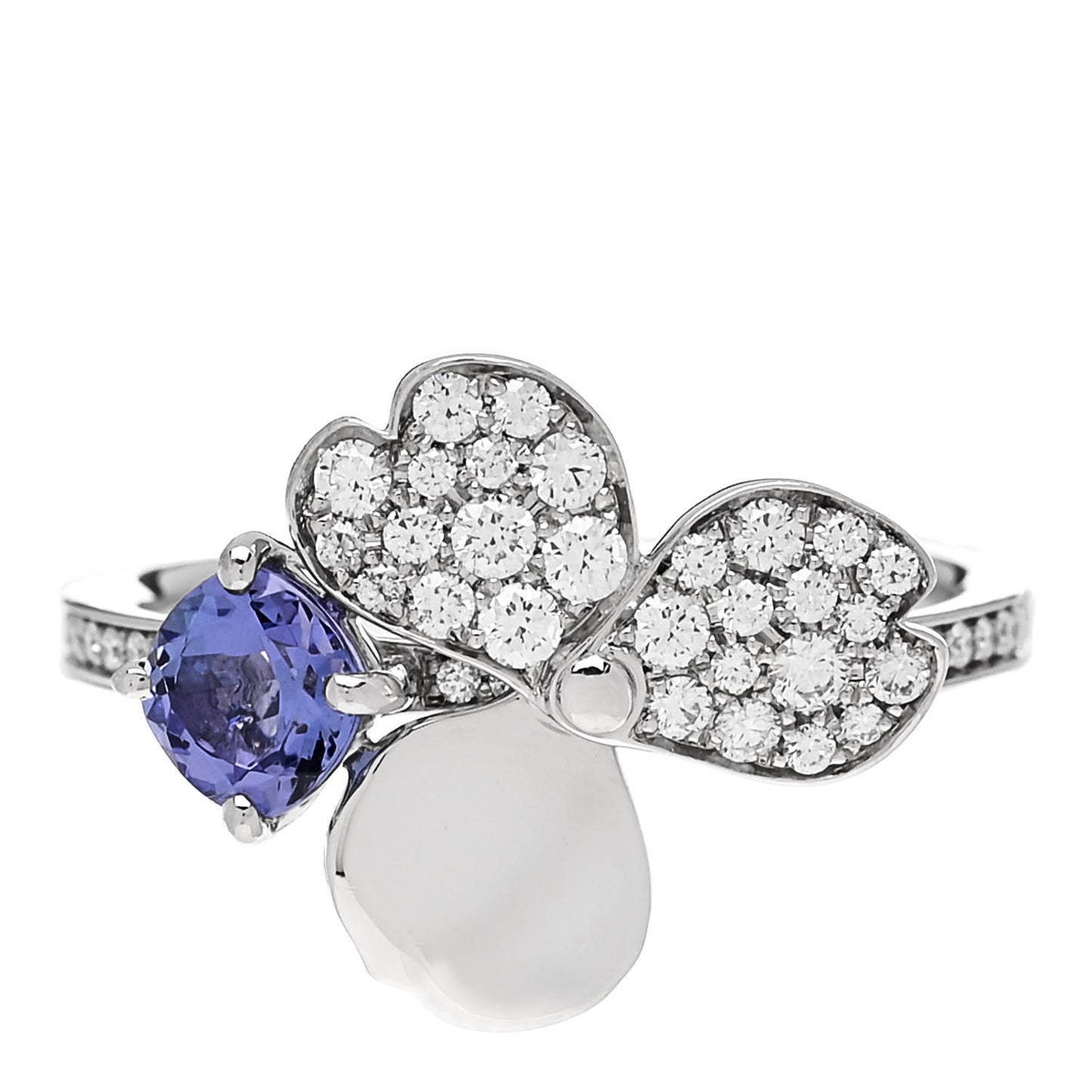 Platinum Diamond Tanzanite Paper Flowers Ring 52 6