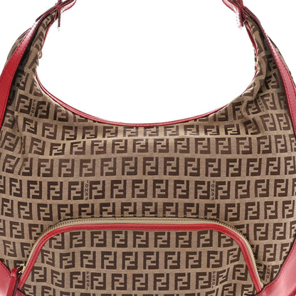 Fendi Zucchino Cuoio Chef Hobo Mogano Panna Rosso 8 of 16