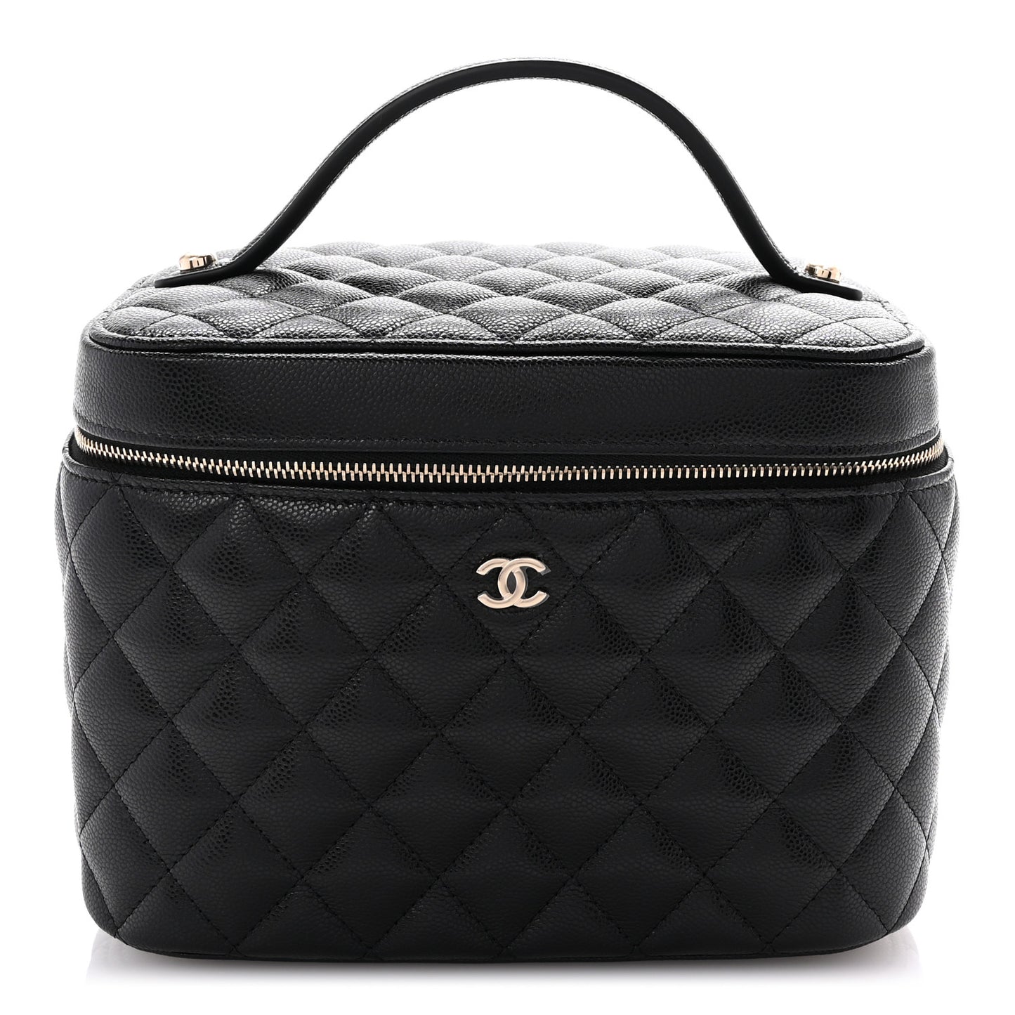 Caviar Quilted Large Vanity Pouch Black