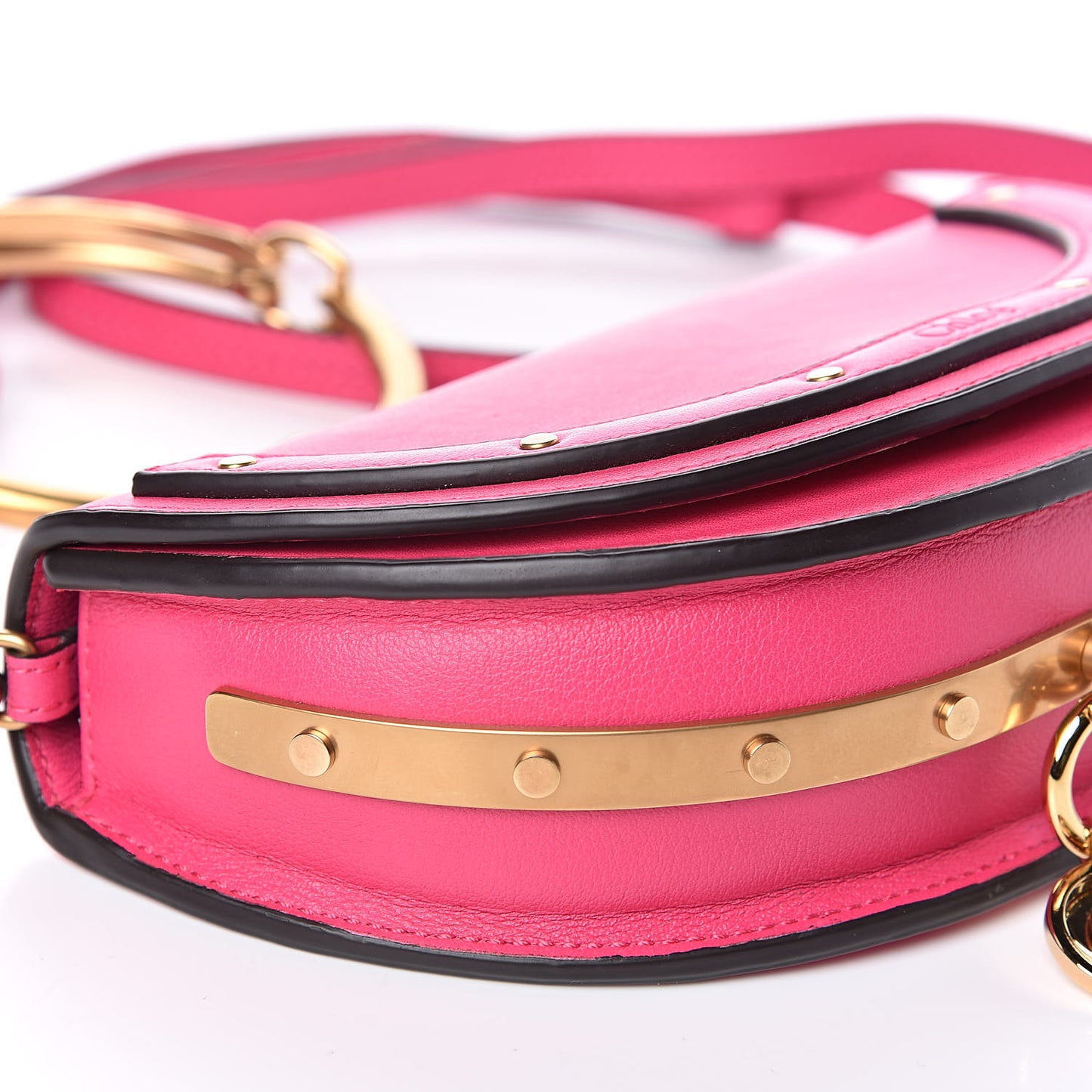 Calfskin Small Nile Bracelet Minaudiere Bag Fuchsia Rose