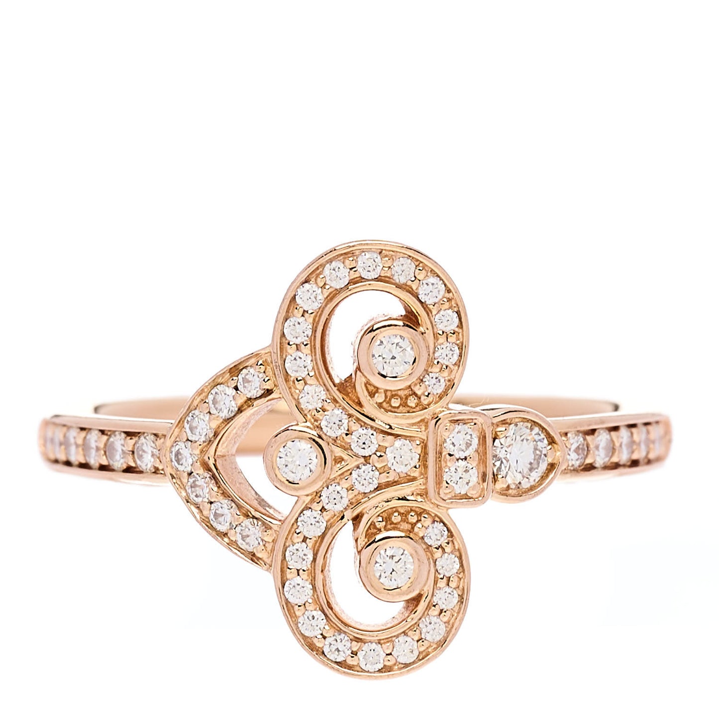 18K Rose Gold Diamond Fleur de Lis Ring 53 6.5