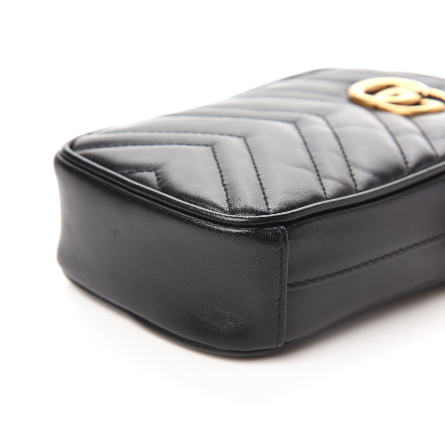 Gucci Calfskin Matelasse Mini GG Marmont Crossbody Bag Black 7 of 10