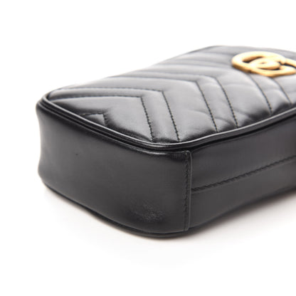 Gucci Calfskin Matelasse Mini GG Marmont Crossbody Bag Black 7 of 10