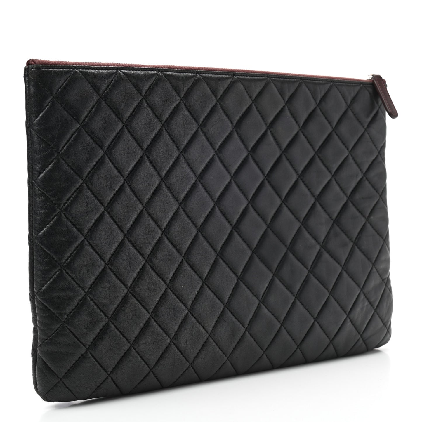 Lambskin Quilted Large Cosmetic Case Black