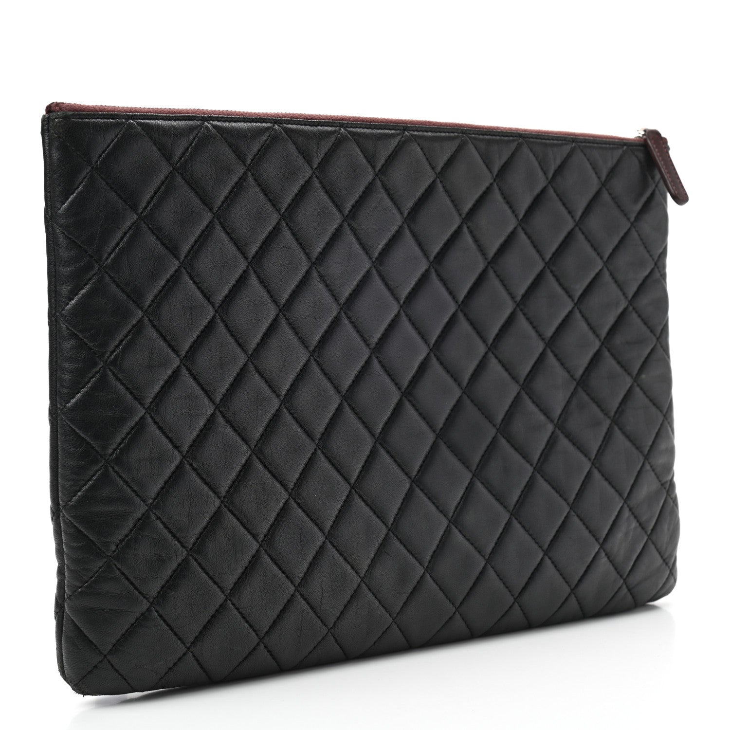Chanel Lambskin Quilted Large Cosmetic Case Black 3 of 7