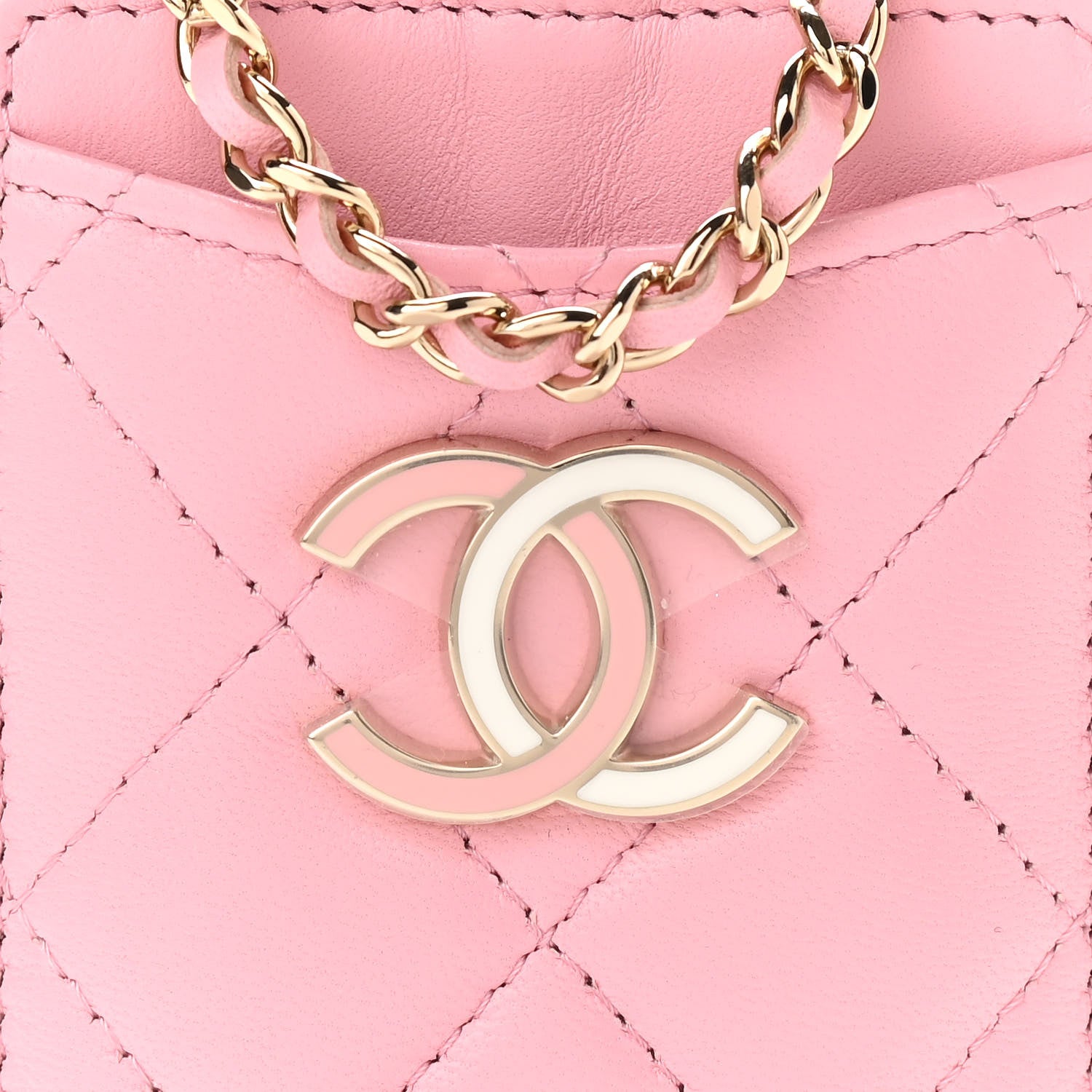 Chanel Lambskin Quilted Chanel Card Holder On Chain Pink 8 of 11