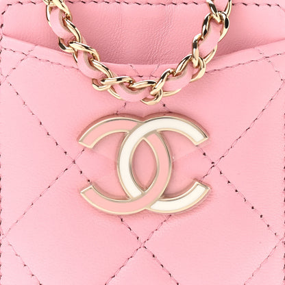 Chanel Lambskin Quilted Chanel Card Holder On Chain Pink 8 of 11