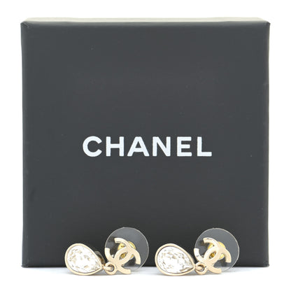 Chanel Crystal CC Tear Drop Earrings Gold 5 of 5