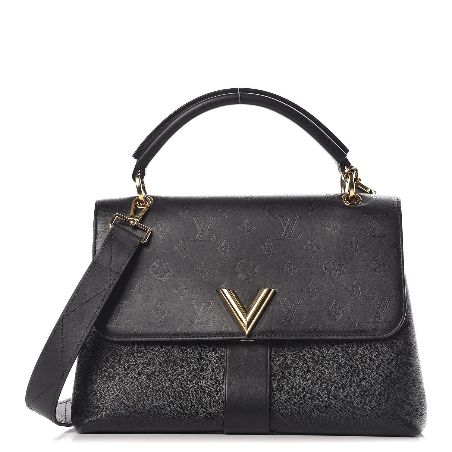 Louis Vuitton Calfskin Monogram Very One Handle Black 1 of 22