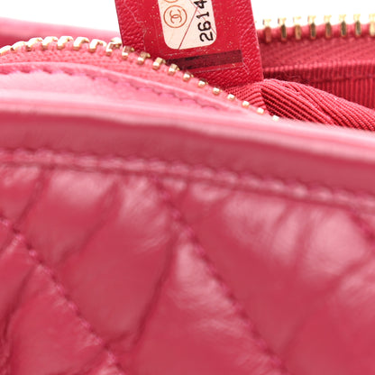 Chanel Aged Calfskin Chevron Quilted Small Gabrielle Hobo Dark Pink 7 of 8