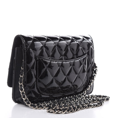 Chanel Patent Quilted Wallet On Chain WOC Black 3 of 15