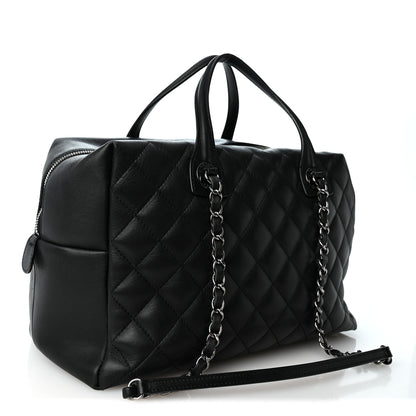 Chanel Calfskin Quilted Feather Weight Bowling Bag Black 3 of 11