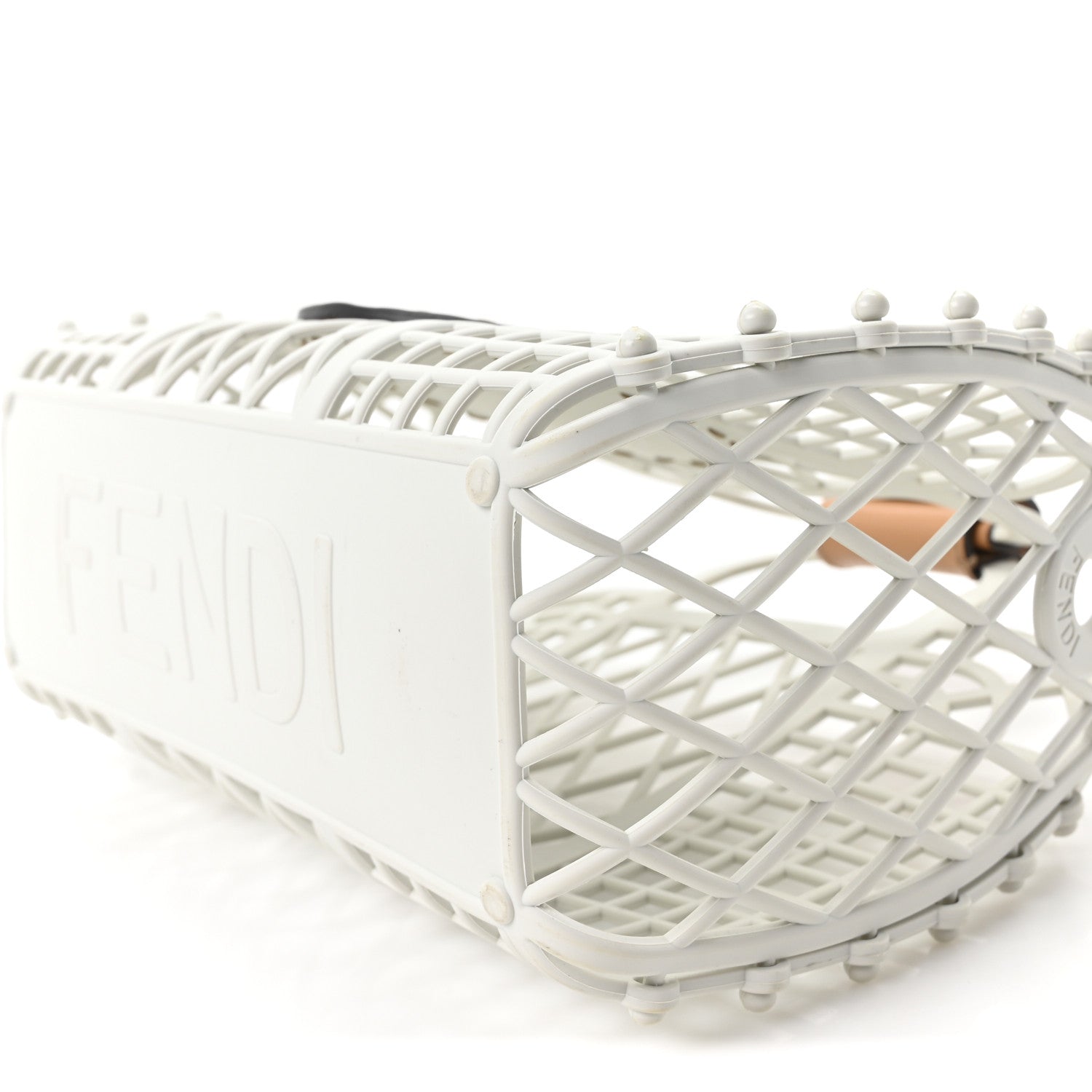Fendi Recycled Plastic Vitello Liberty Matte Small Fendi Basket White Ice Miele 11 of 11