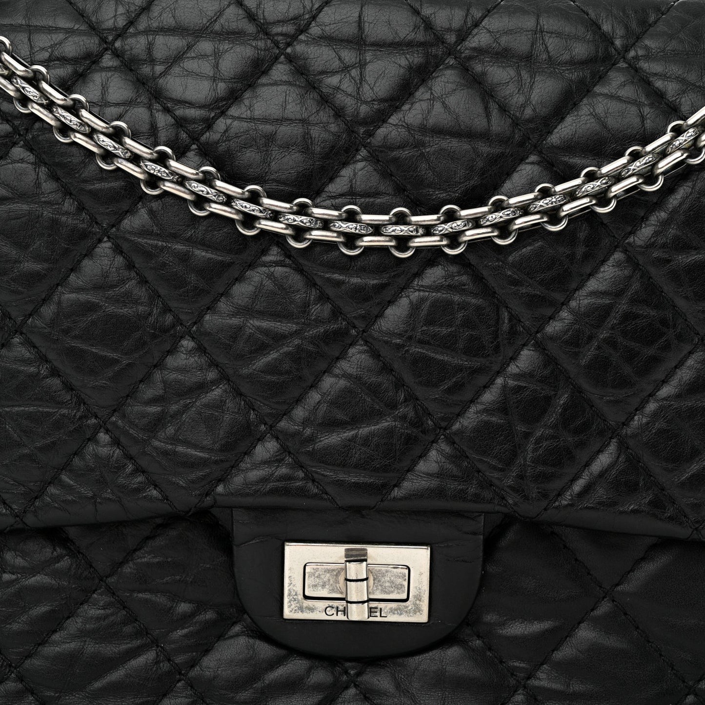 Aged Calfskin Quilted 2.55 Reissue 226 Flap Black