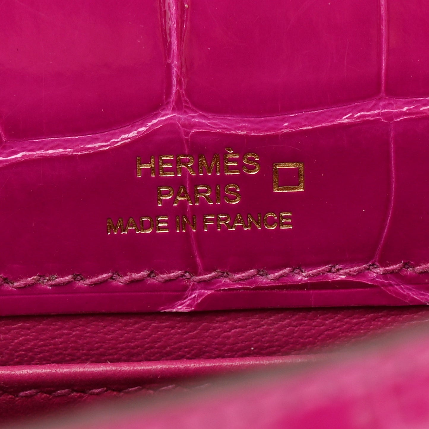 Shiny Alligator Kelly Pochette Rose Scheherazade