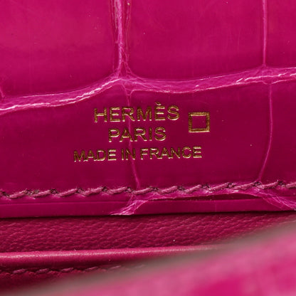 Hermes Shiny Alligator Kelly Pochette Rose Scheherazade 6 of 14