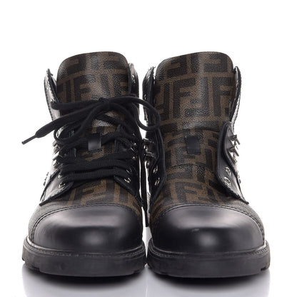 Fendi Zucca Spalmati Hiker Boots 10 Brown Black 2 of 11