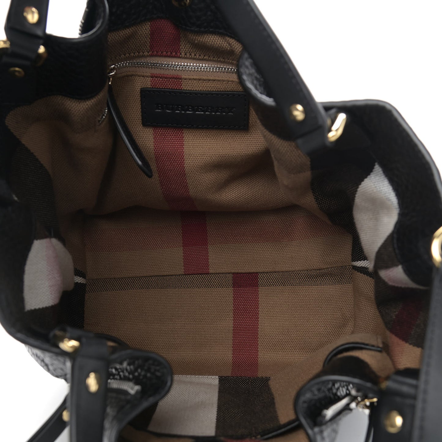 Grainy Calfskin House Check Small Maidstone Black