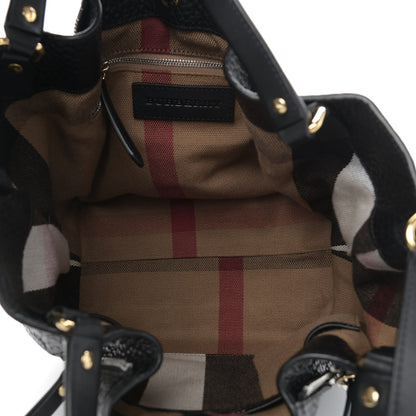 Burberry Grainy Calfskin House Check Small Maidstone Black 5 of 9