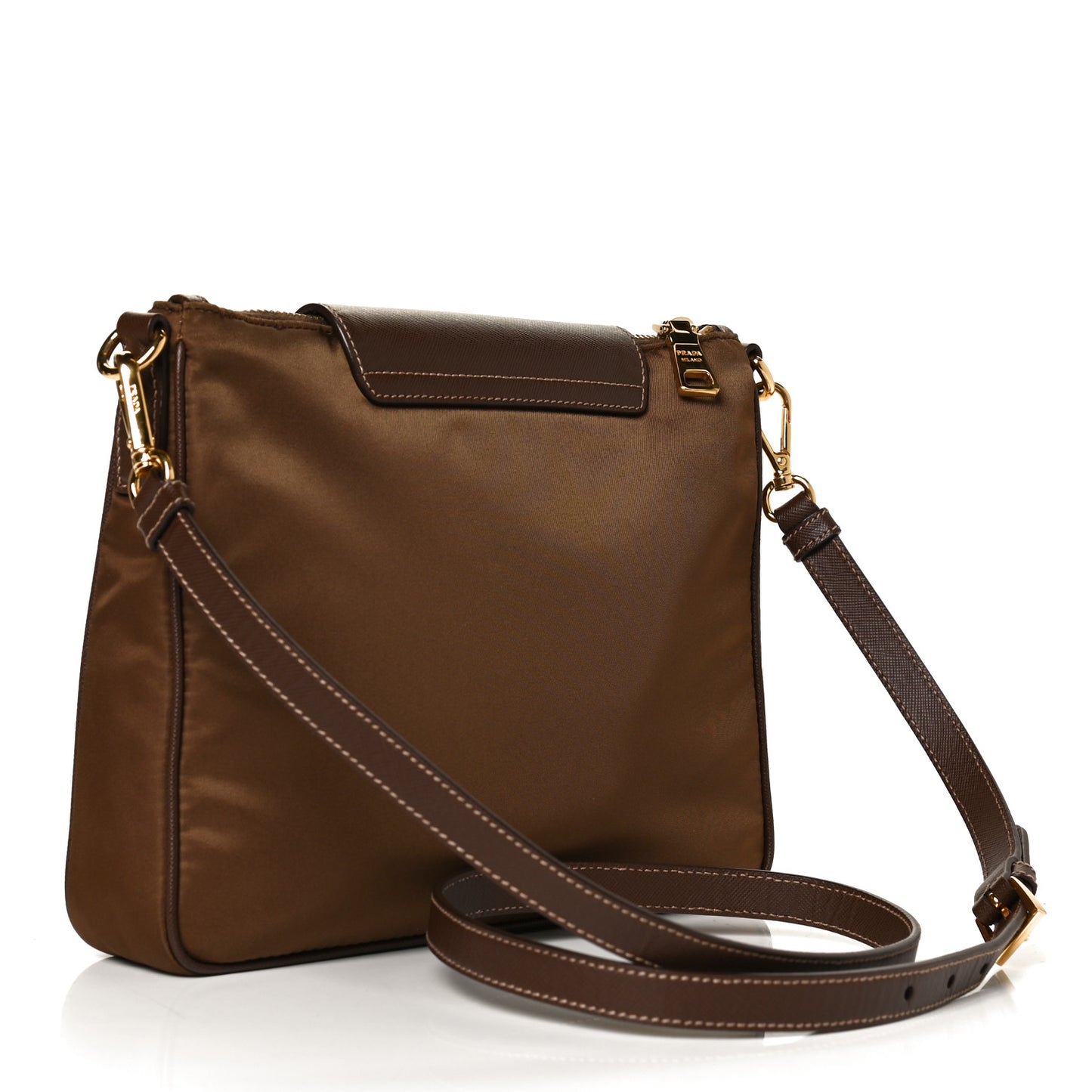 Nylon Vela Saffiano Flat Flap Messenger Bag Corinto