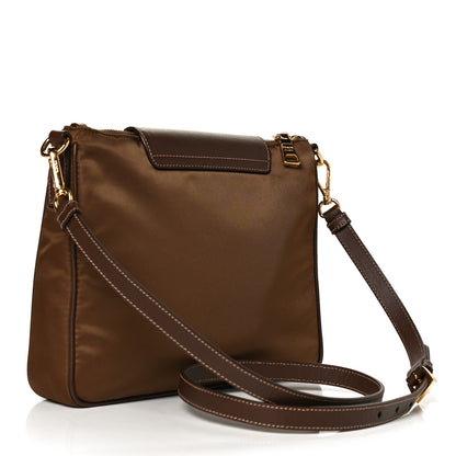 Prada Nylon Vela Saffiano Flat Flap Messenger Bag Corinto 3 of 12