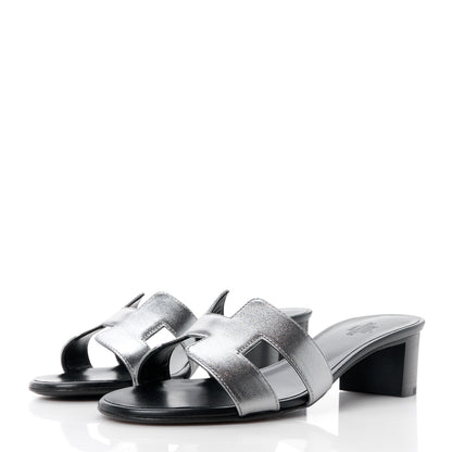 Hermes Metallic Nappa Oasis Sandals 37 Argent 3 of 9