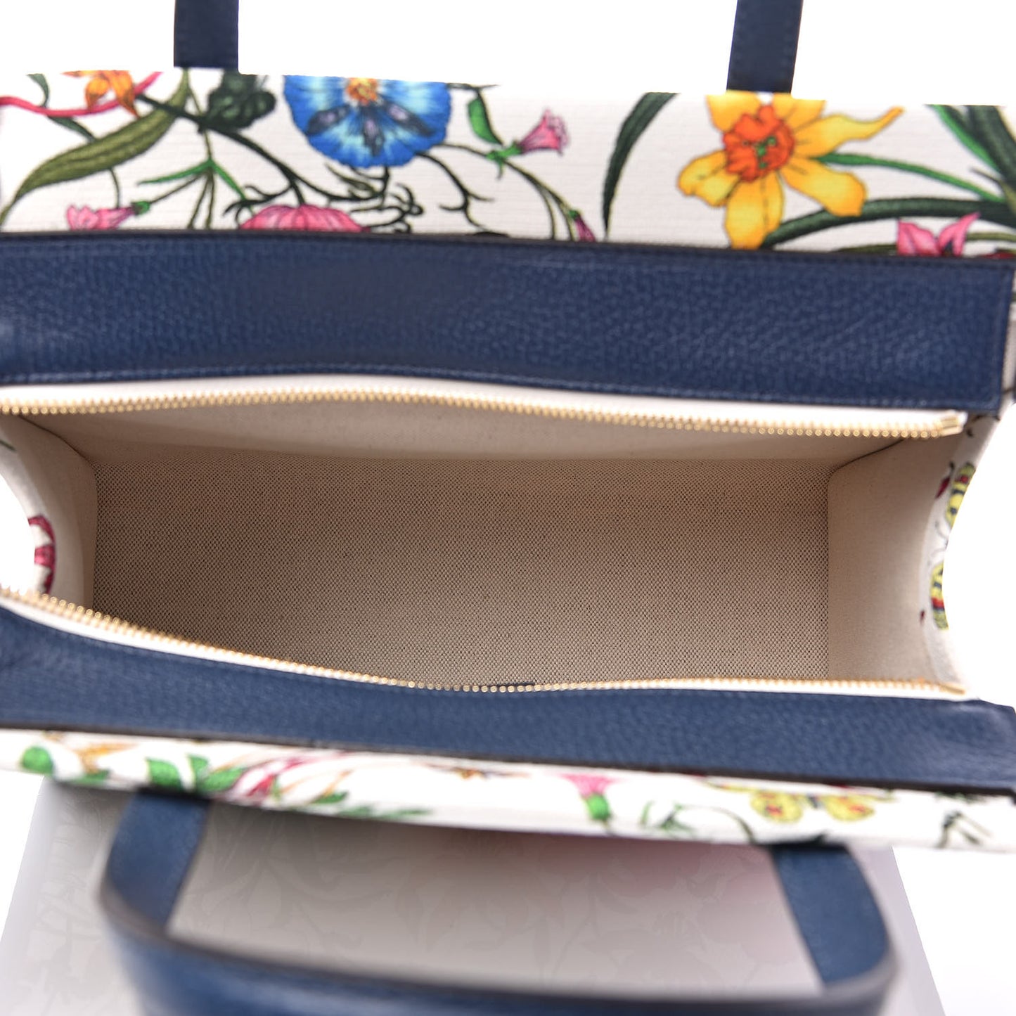 Canvas Medium Flora Tote White Multicolor Blue Agata