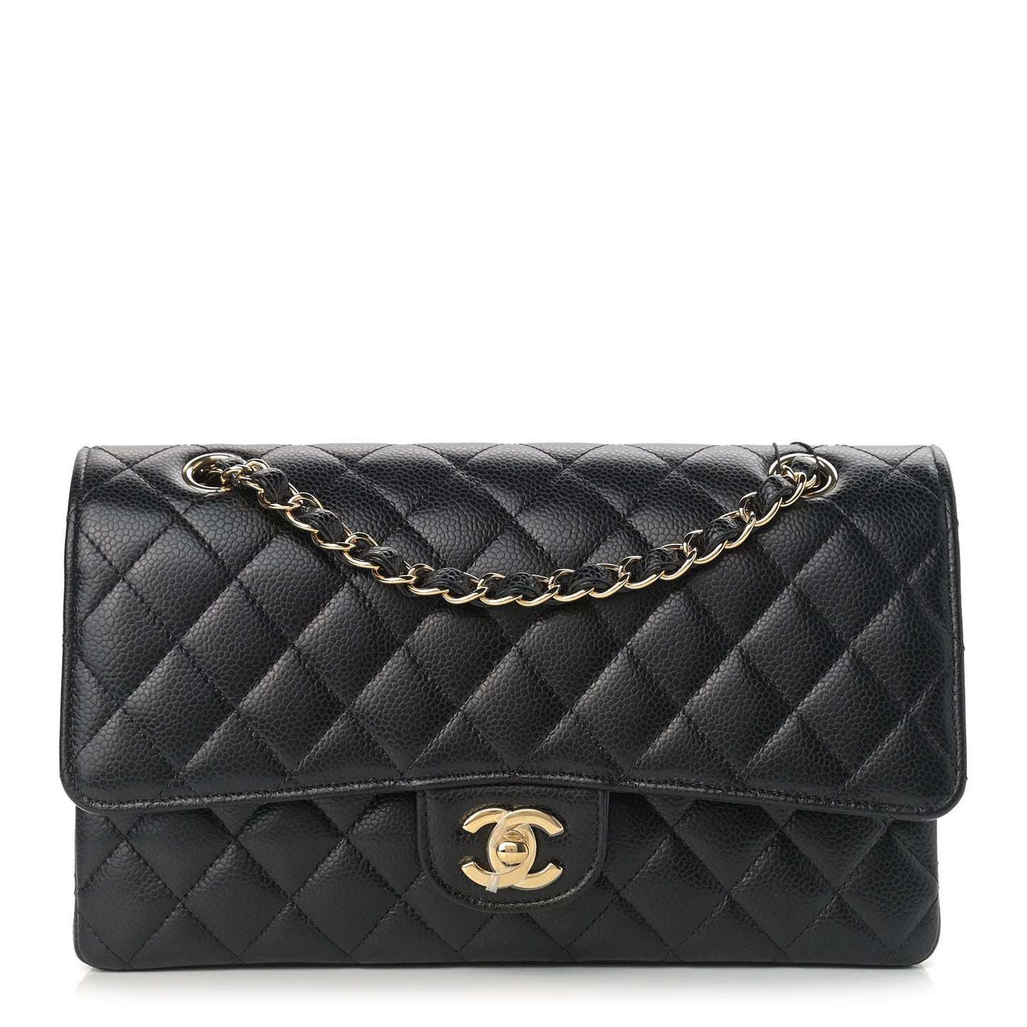 Caviar Quilted Medium Double Flap Black