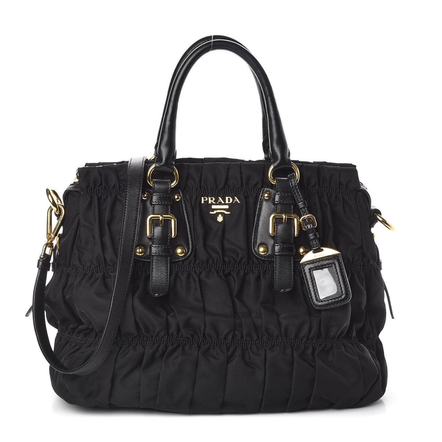 Tessuto Nylon Gaufre Satchel Black