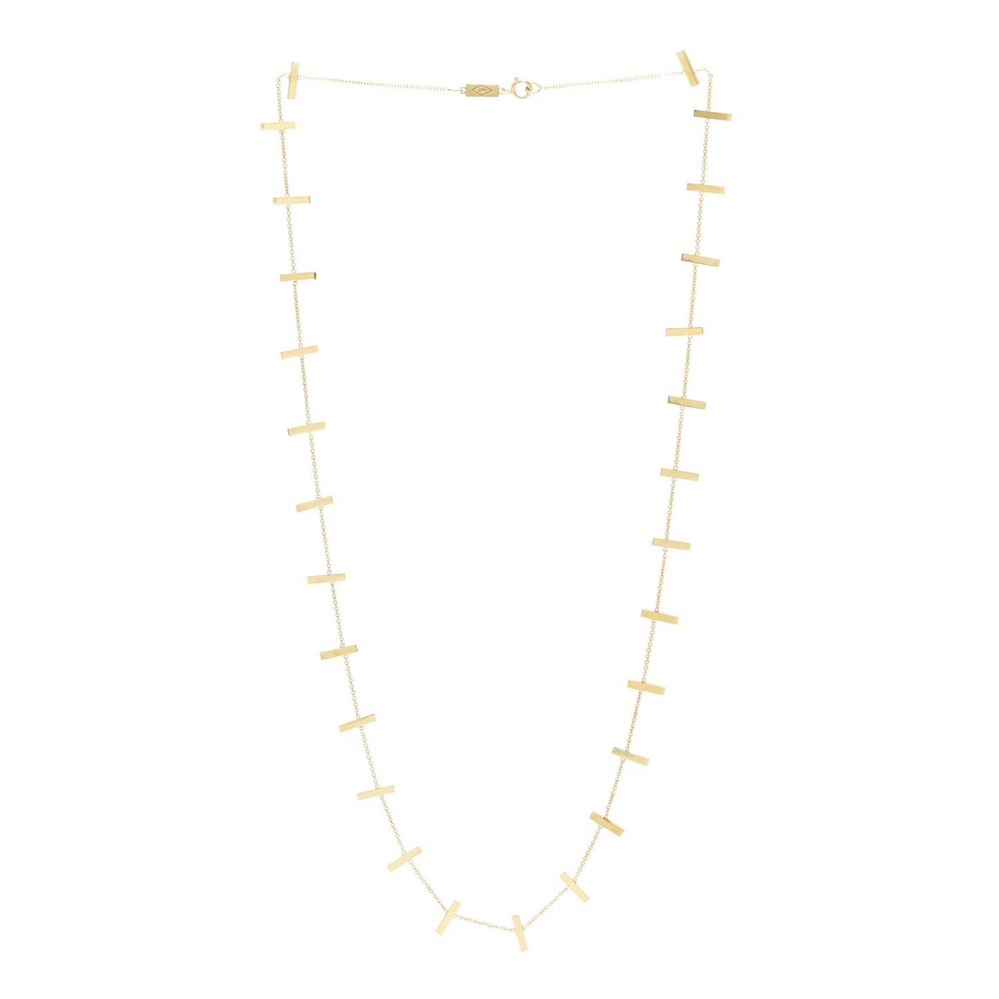18K Yellow Gold Cross Bar Necklace