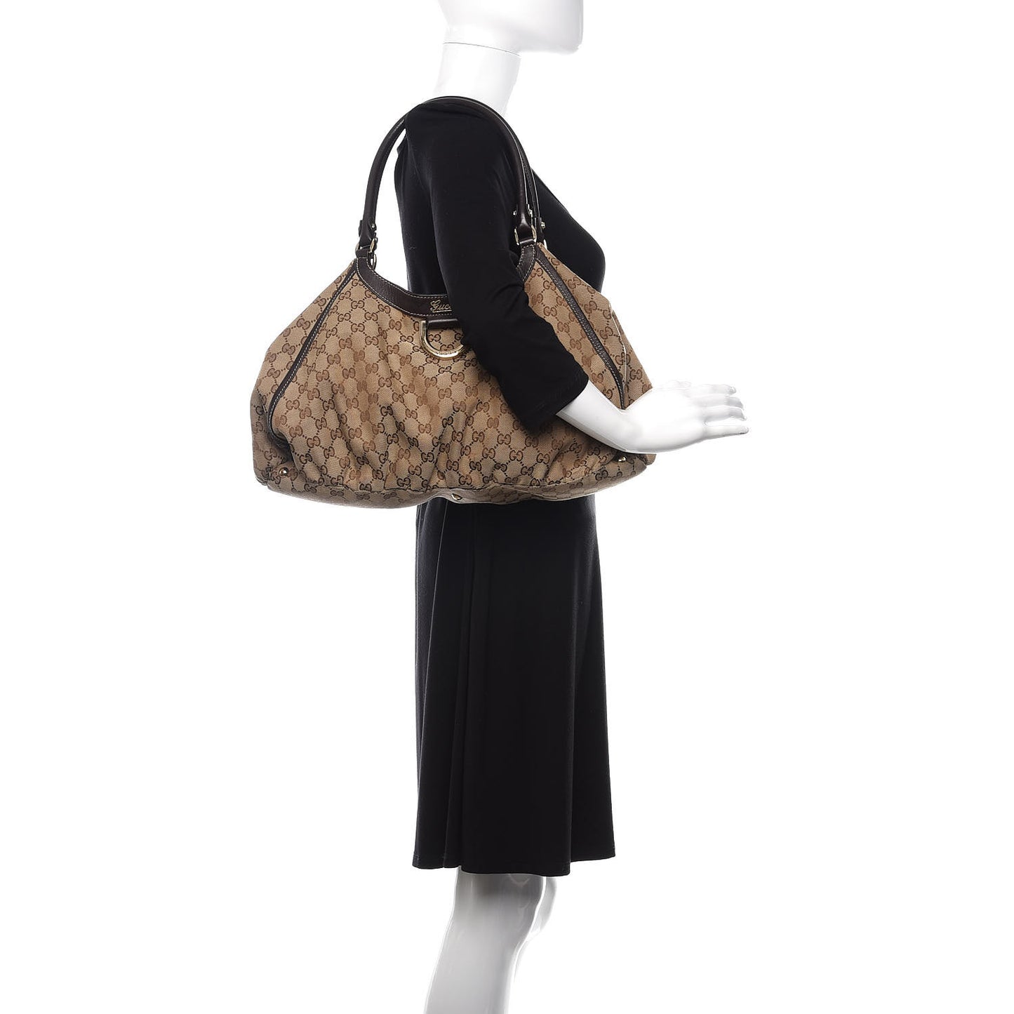 Monogram Large D Gold Hobo Dark Brown