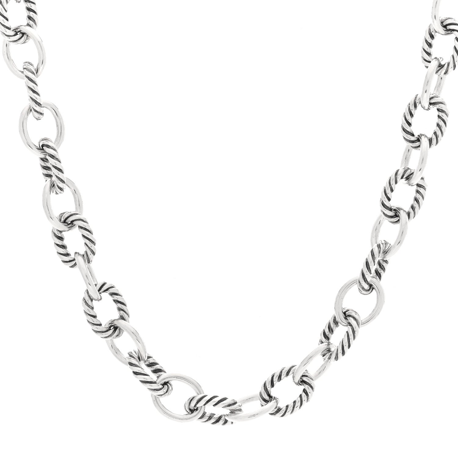 David Yurman Sterling Silver 10mm Medium Oval Link Necklace 1 of 4