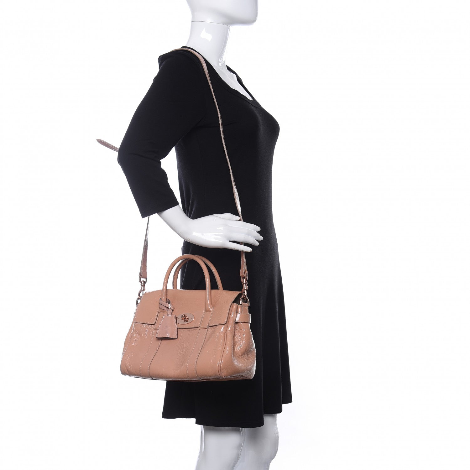 Mulberry Wrinkled Patent Small Bayswater Plaster Pink 2 of 11