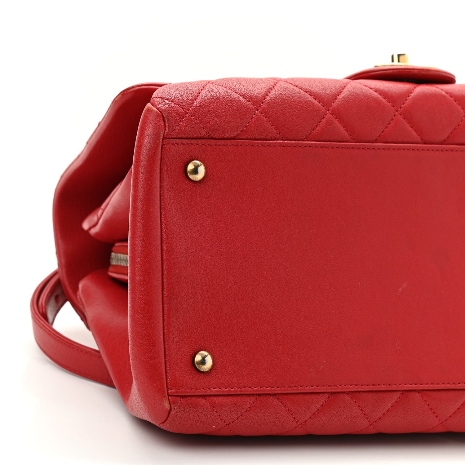Chanel Shiny Sheepskin Quilted Large Trapezio Flap Red 9 of 13