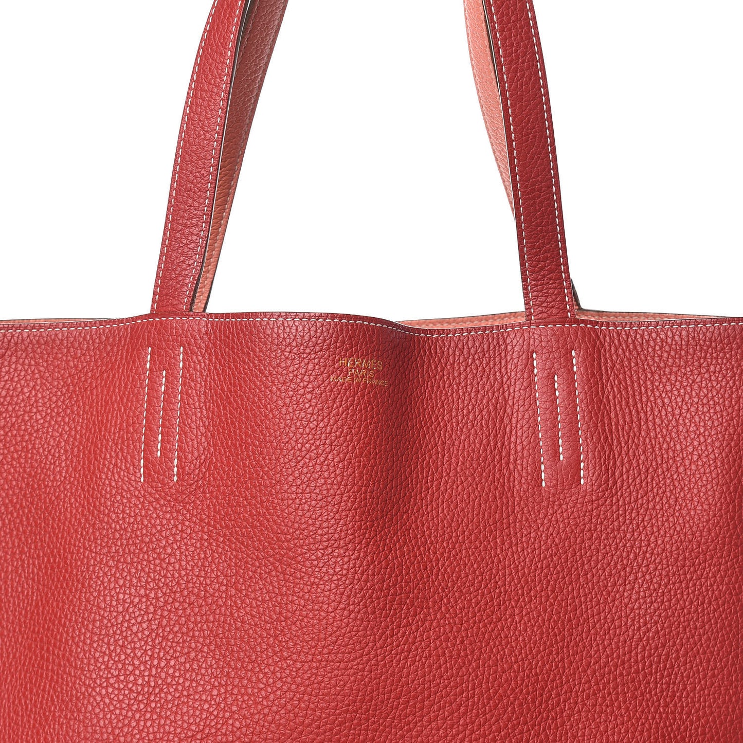 Taurillon Clemence Double Sens Reversible Tote 36 Rouge Casaque Crevette