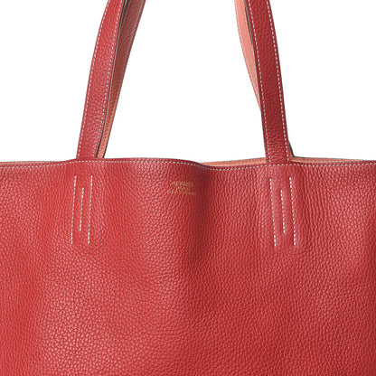 Hermes Taurillon Clemence Double Sens Reversible Tote 36 Rouge Casaque Crevette 14 of 14