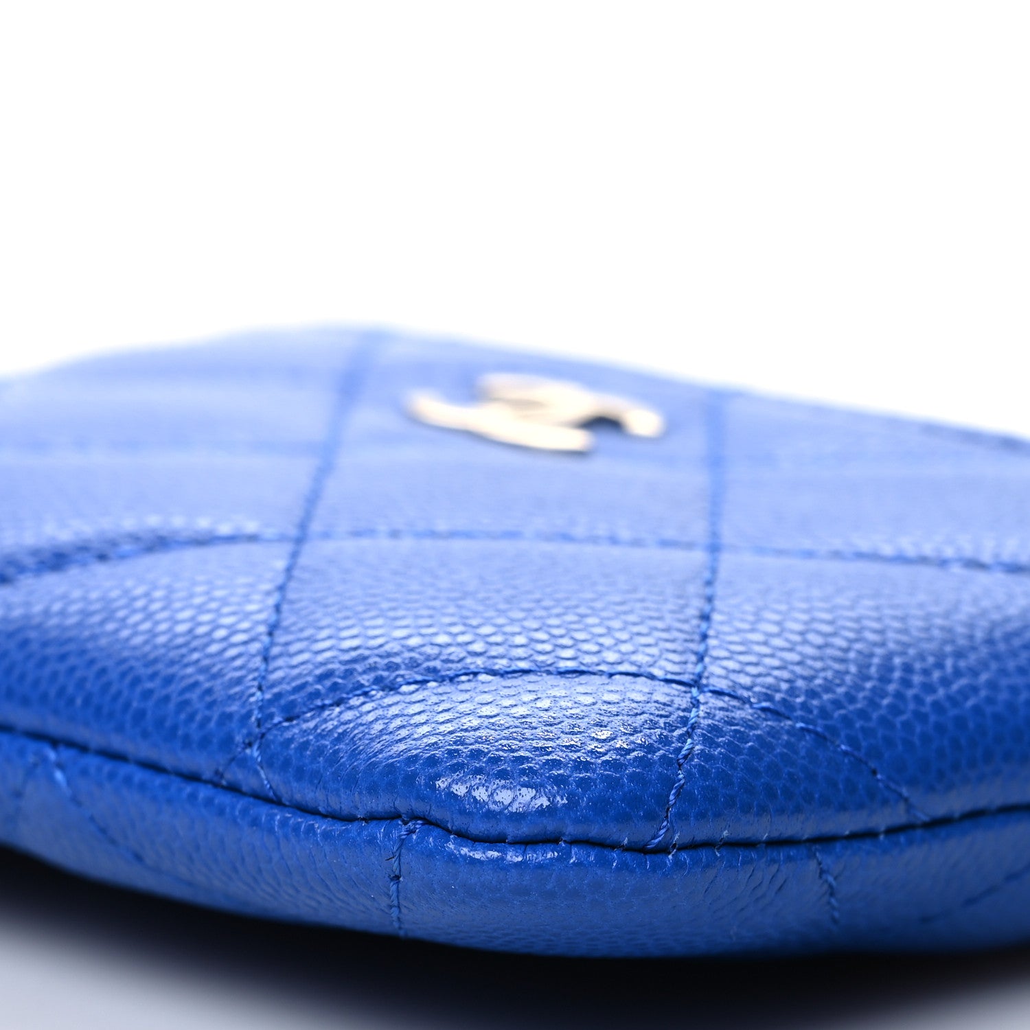 Chanel Caviar Quilted Zip Card Holder Wallet Blue 9 of 10