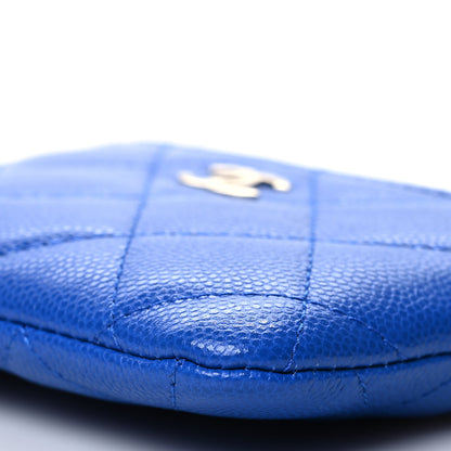 Chanel Caviar Quilted Zip Card Holder Wallet Blue 9 of 10