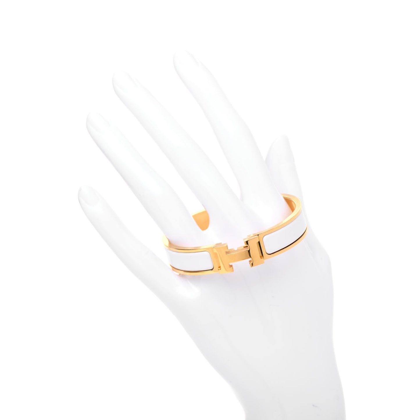 Enamel Narrow Clic Clac H Bracelet PM White