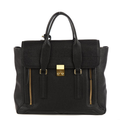 3.1 Phillip Lim 3.1 Textured Calfskin Large Pashli Satchel Black 1 of 14